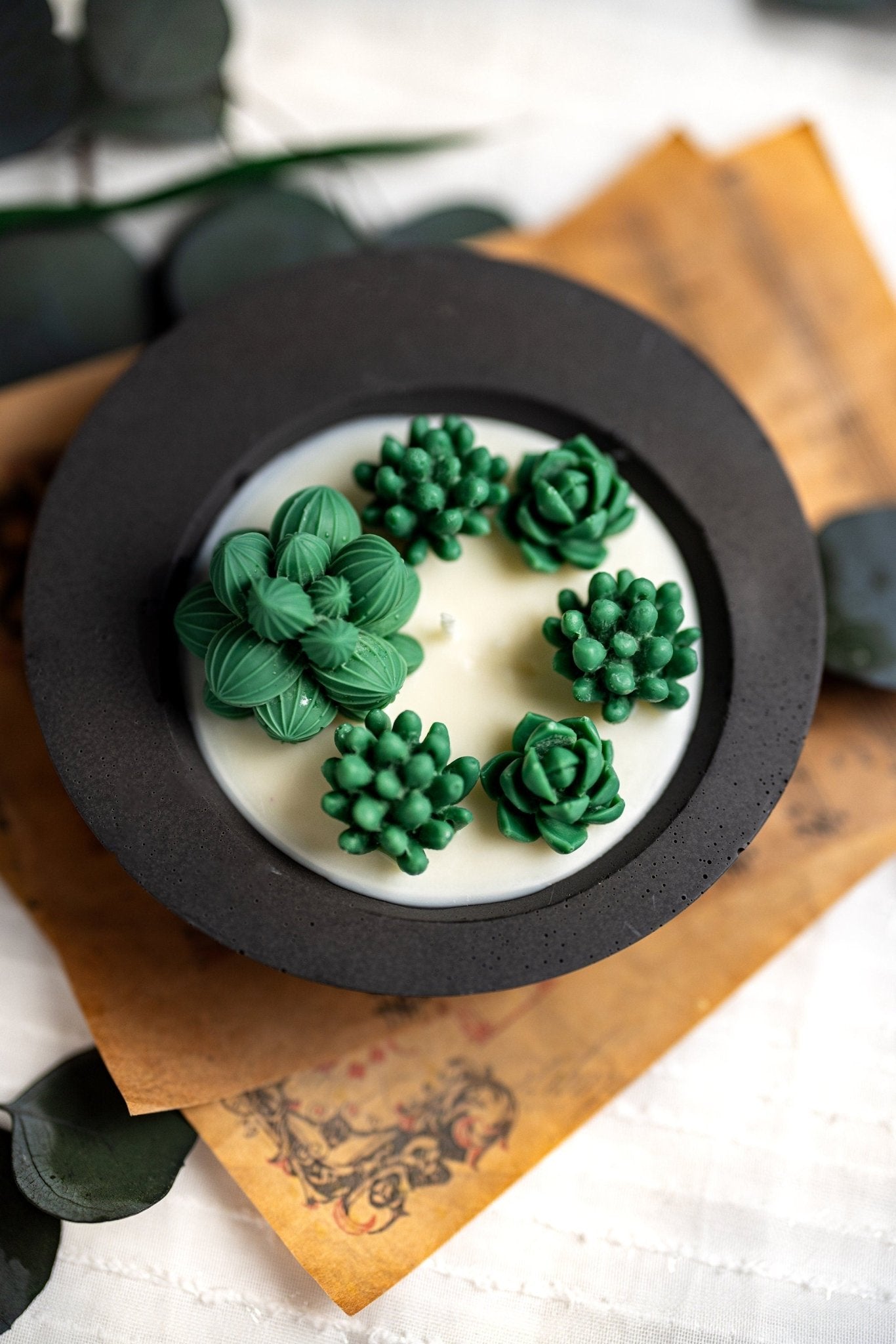 Round Flower Pot Succulent Candle Jar /Jesmonite Pot Tray/Soy Wax Candle /Handmade