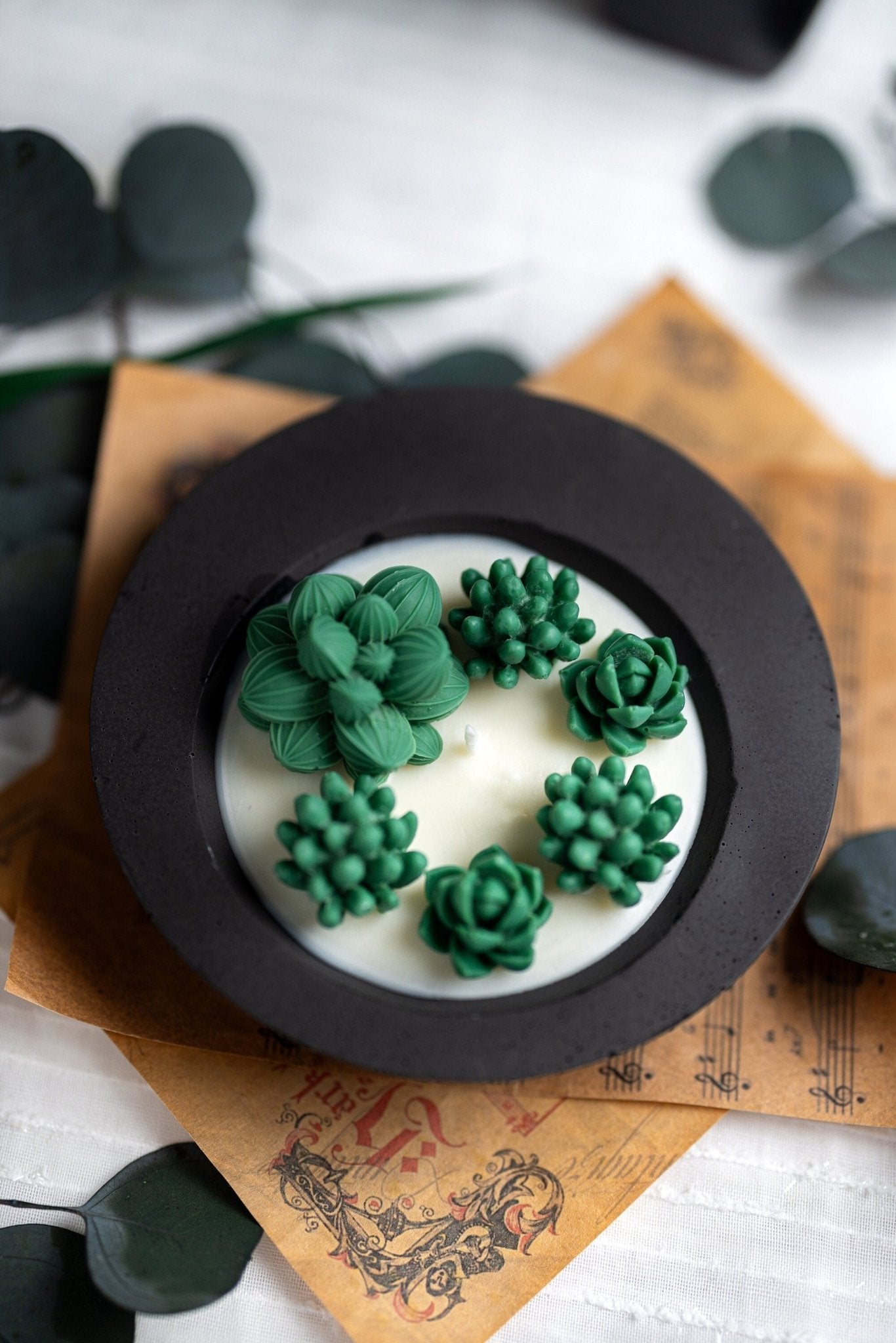 Round Flower Pot Succulent Candle Jar /Jesmonite Pot Tray/Soy Wax Candle /Handmade