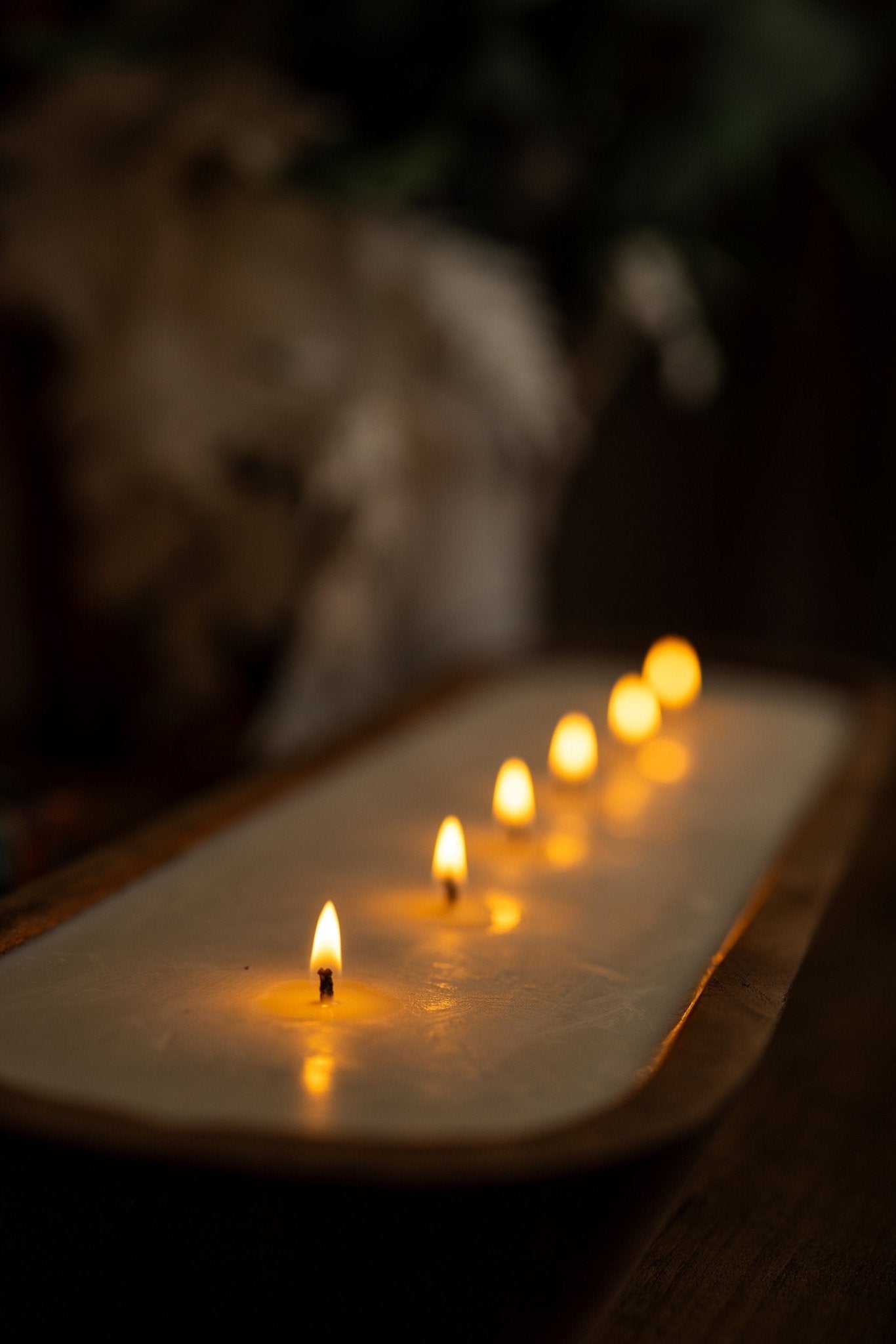 Large Hand Carved Baguette Bowl Candle/Natural Soy/ Reusable/Wooden Farmhouse Decor/Perfect gifting/ Christmas Holidays