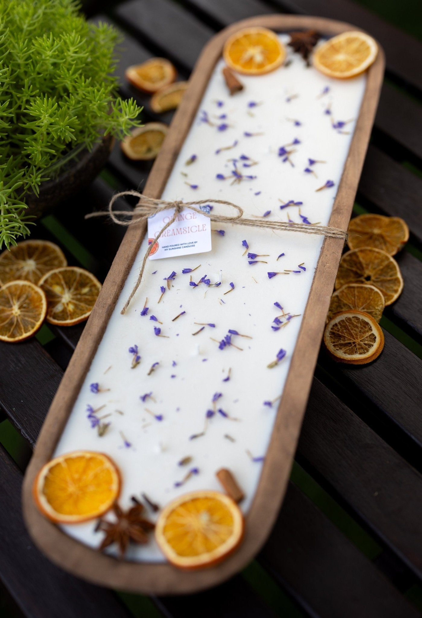 Large Hand Carved 6 Wick Bowl Candle/ Orange Bowl Candle/ Reusable/Wooden Farmhouse Decor/Perfect gifting/ Christmas Holidays