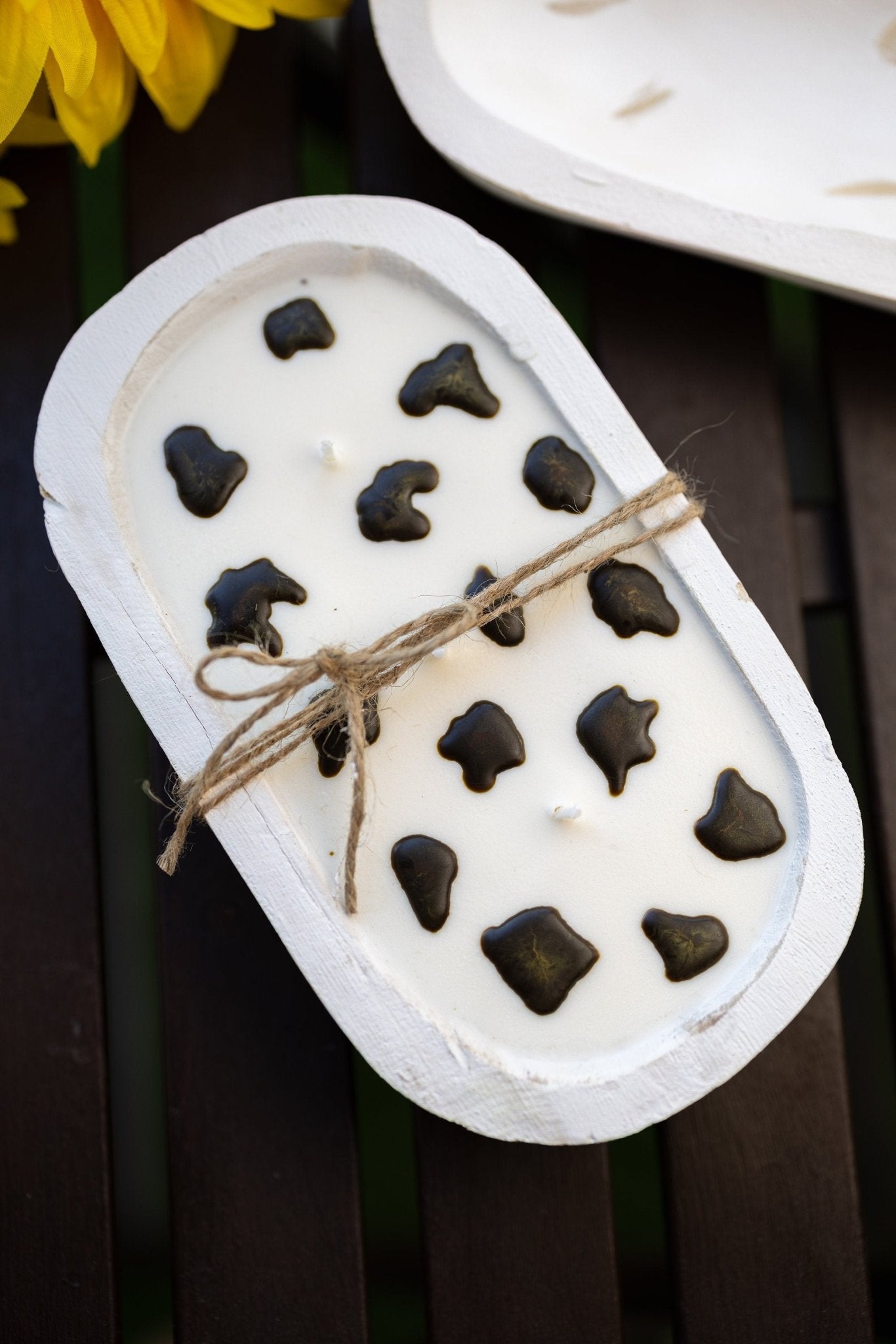 Cow Print Dough Bowl Farmhouse Candle/Dough Bow Farmhouse/Natural Soy Wax Scents by your Choice