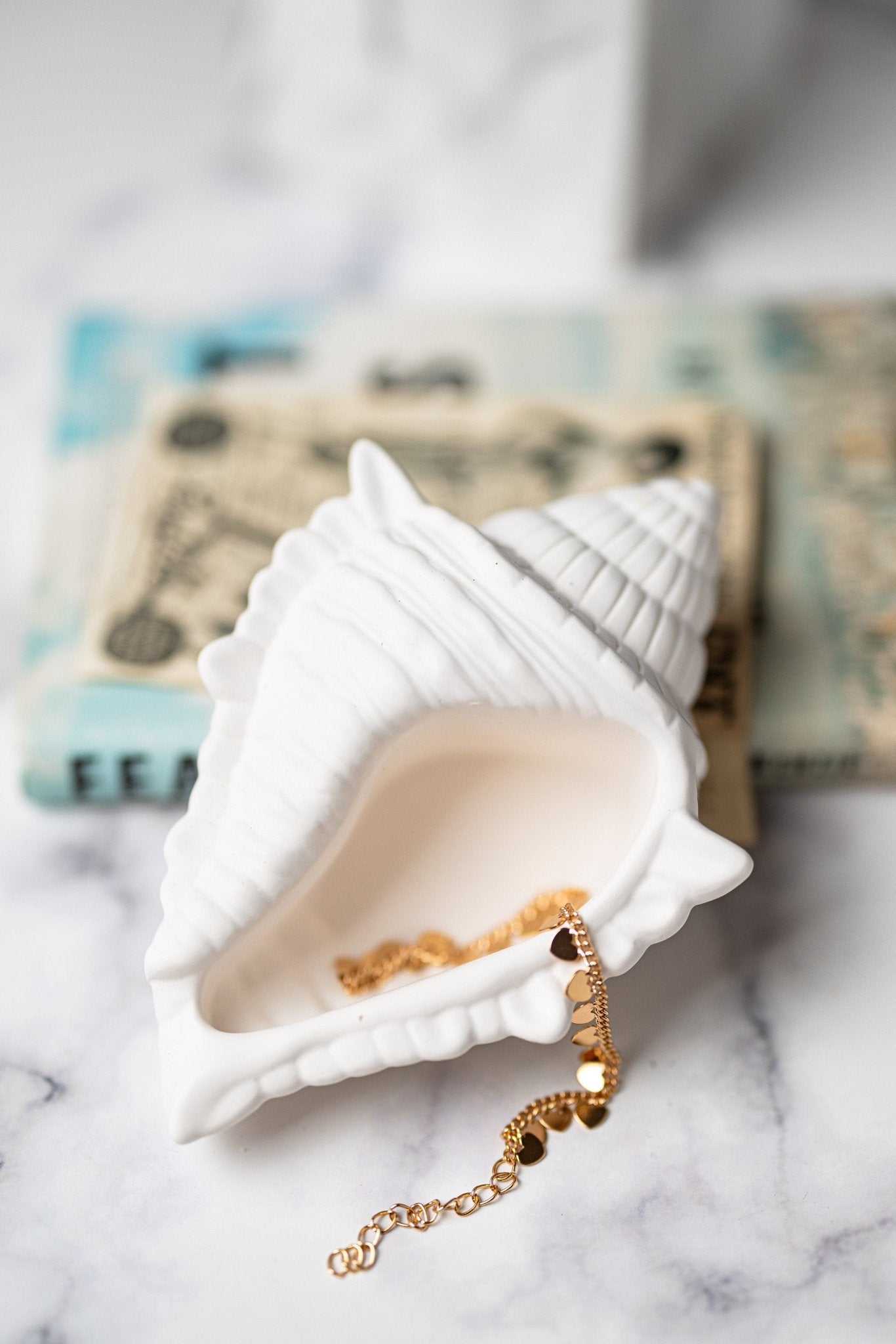 Concrete Conch Shell Tray-Jesmonite Shell Trinket Tray-Beach Theme Sea Shell Bowl-White Shell Ring Dish-Jewelry Storage/Candle Shell Tray