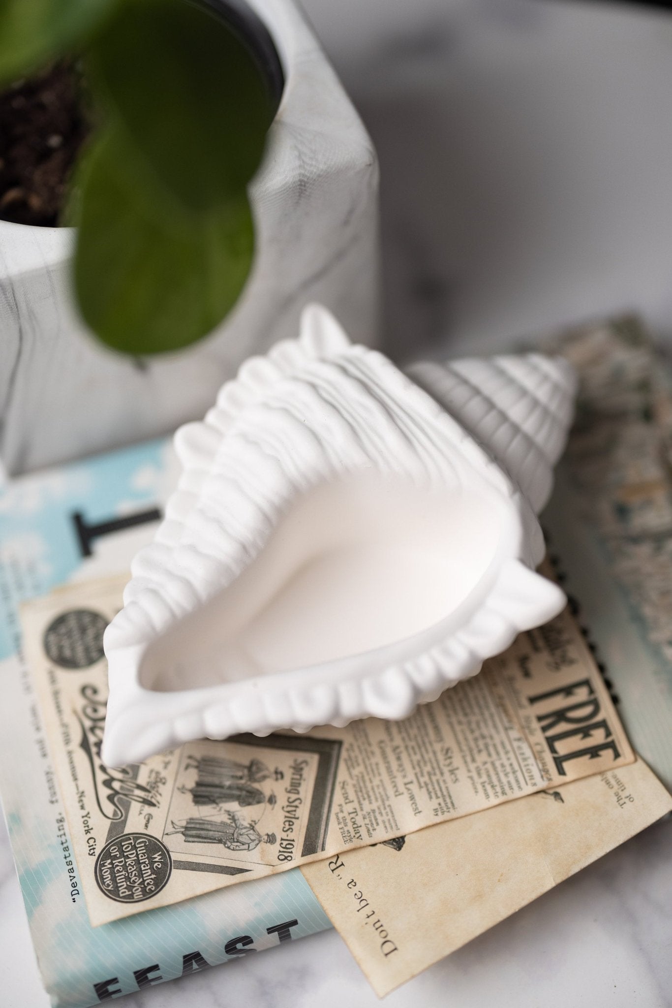 Concrete Conch Shell Tray-Jesmonite Shell Trinket Tray-Beach Theme Sea Shell Bowl-White Shell Ring Dish-Jewelry Storage/Candle Shell Tray