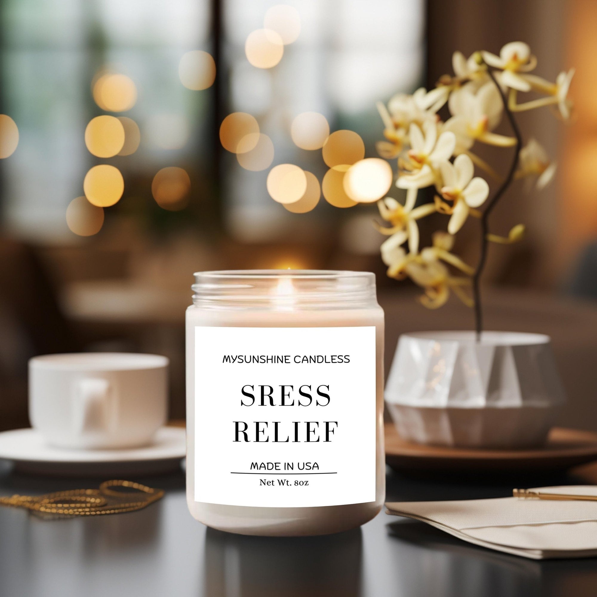 Stress Relief Soy Candle/Eucalyptus and Lavender Candle/Aromatherapy Candle/Self Care Gift/Herbal Candle