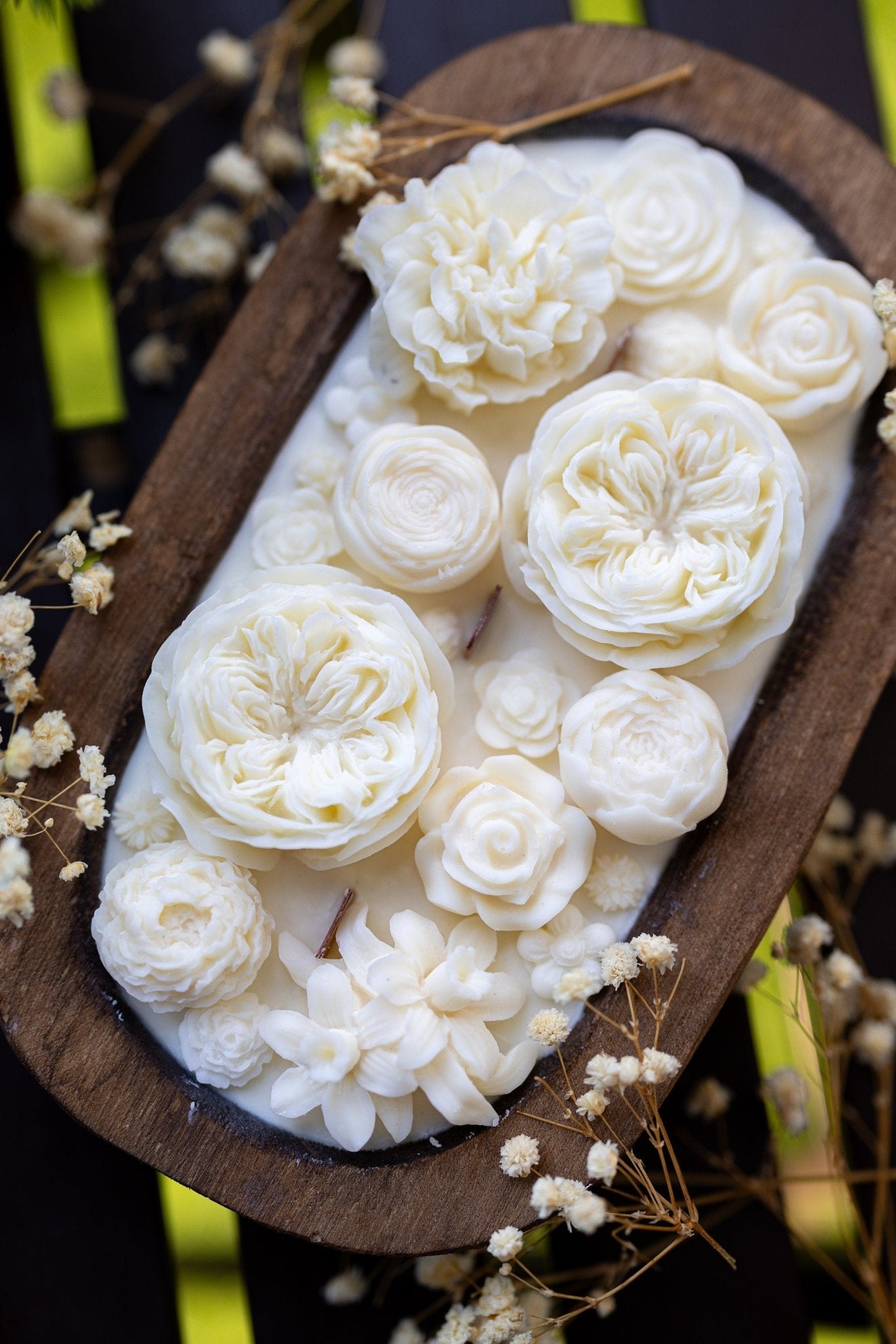 Beatuful Flowers Dough Bowl Candle  |Flower Scented Dough Bowl |Handcrafted Flower Bowl /Dough Bowl/Farmhouse candle/large candle