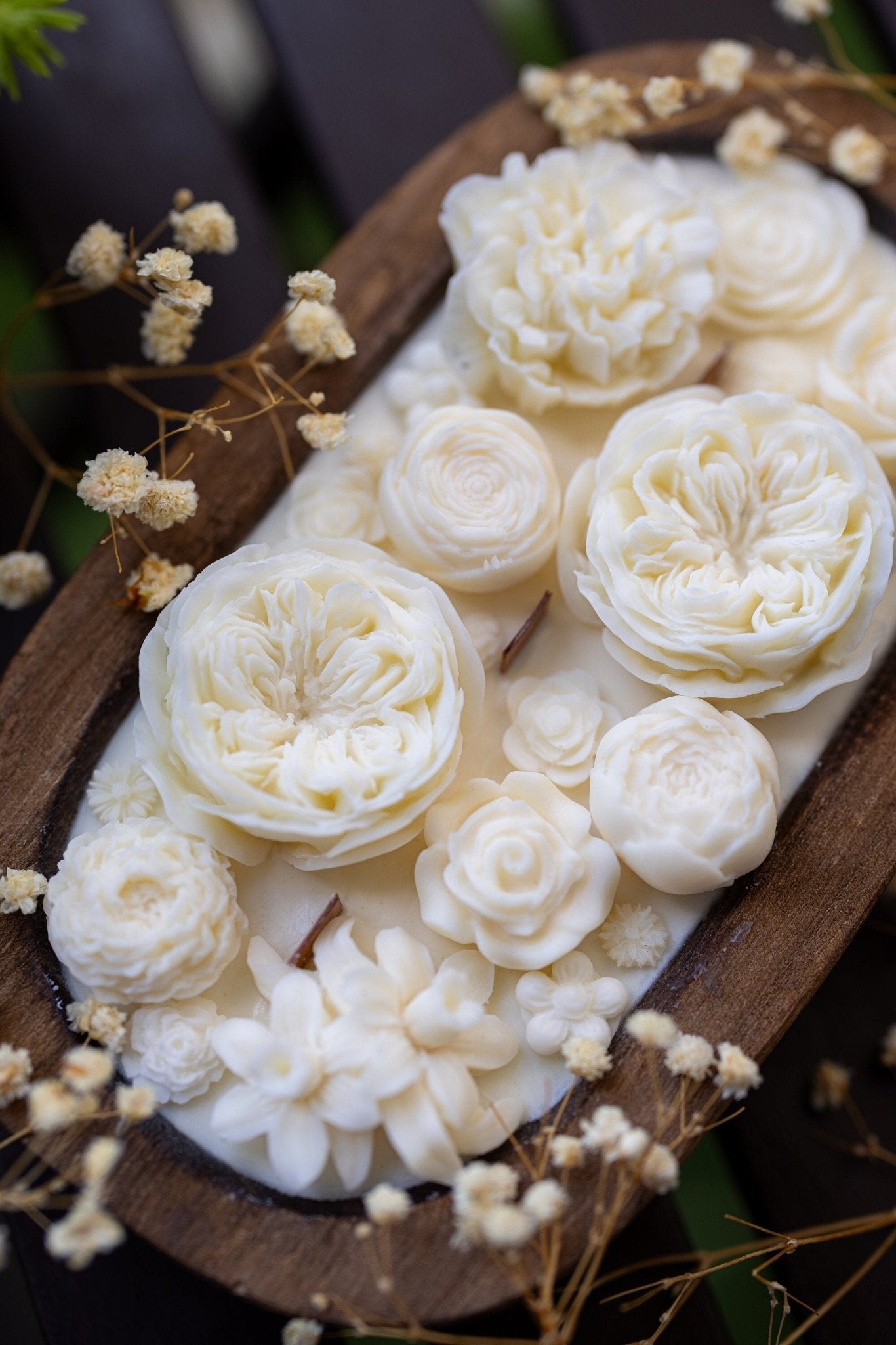 Beatuful Flowers Dough Bowl Candle  |Flower Scented Dough Bowl |Handcrafted Flower Bowl /Dough Bowl/Farmhouse candle/large candle