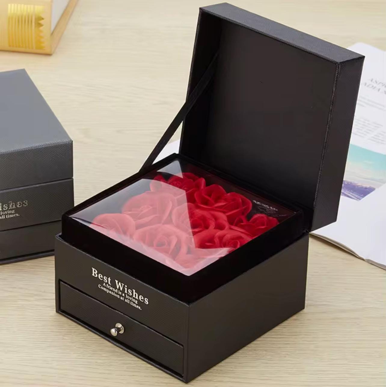 I Love You Jewerly Box For Woman / Valentines Day - Mothers Day Scented Artificial Rosses Box