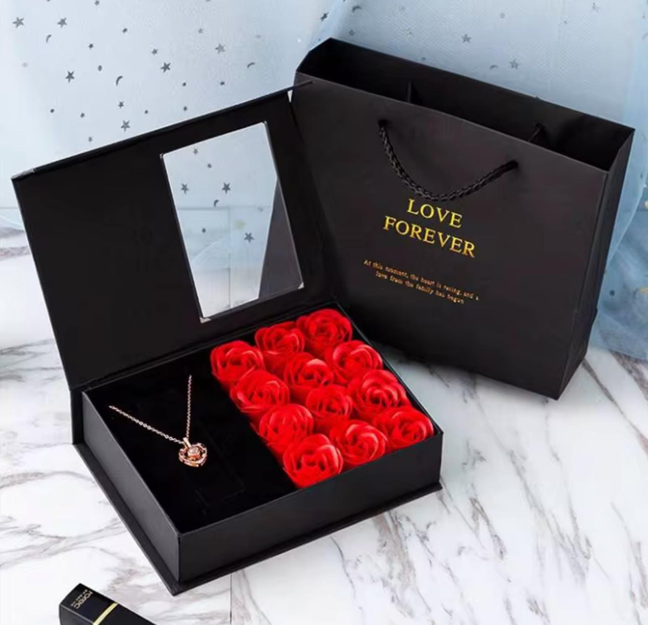 Beautiful Valentines Day gifts For Woman / Soap Rose Flower Jewelry Box with Drawer