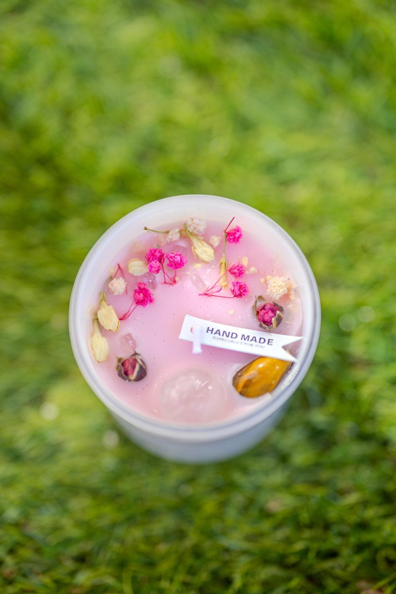 Intention Candles Infused with Crystals and Herbs/Homemade Meditation Manifestation Crystal Candle/ Witchy Spiritual Healing Crystals