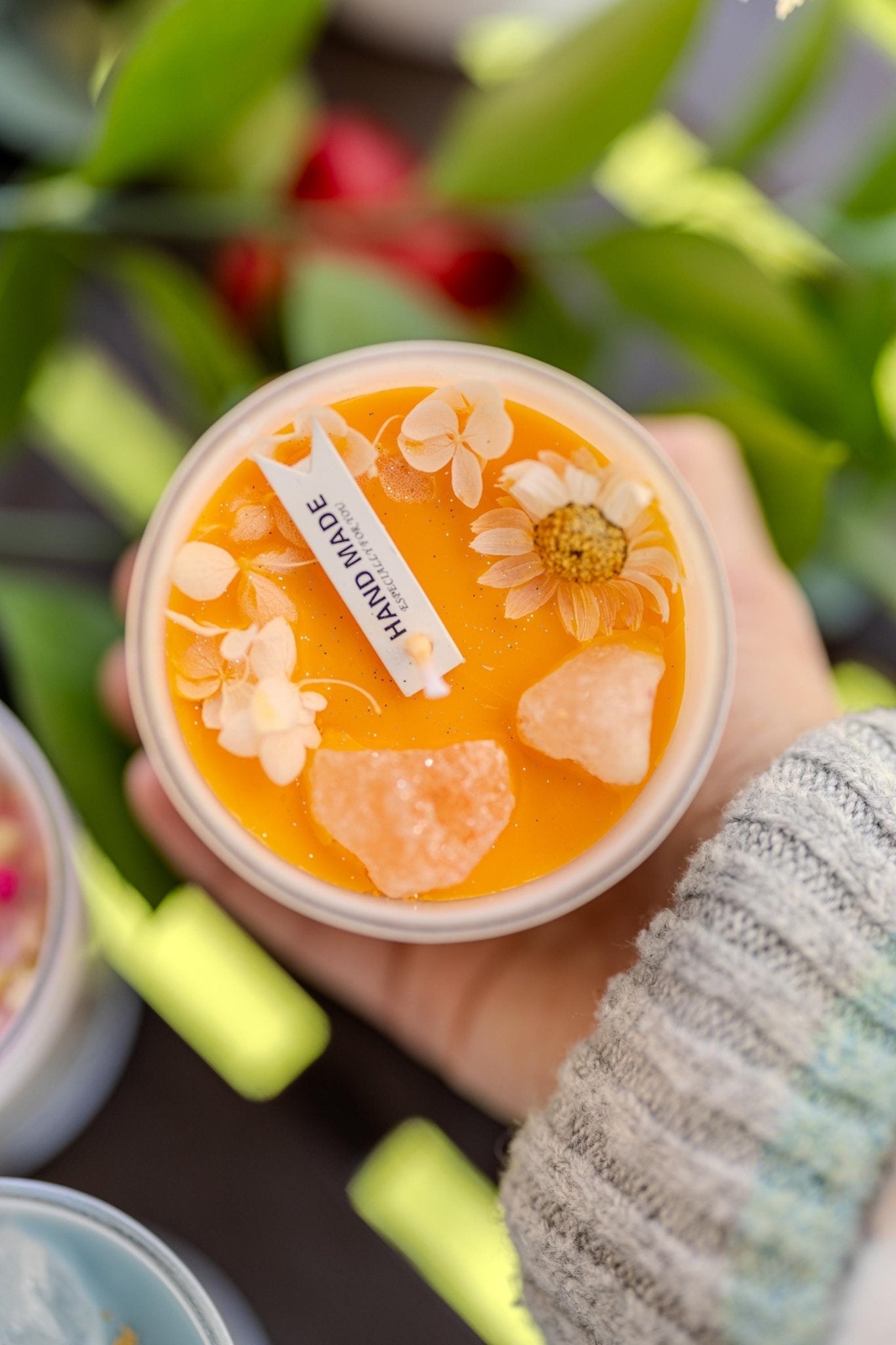 Crystal Candle Natural Stone/ Candle Spell Candle /Crystal Infused Candle /Self Care Candle Intention Candle Scented/Crystal Gift