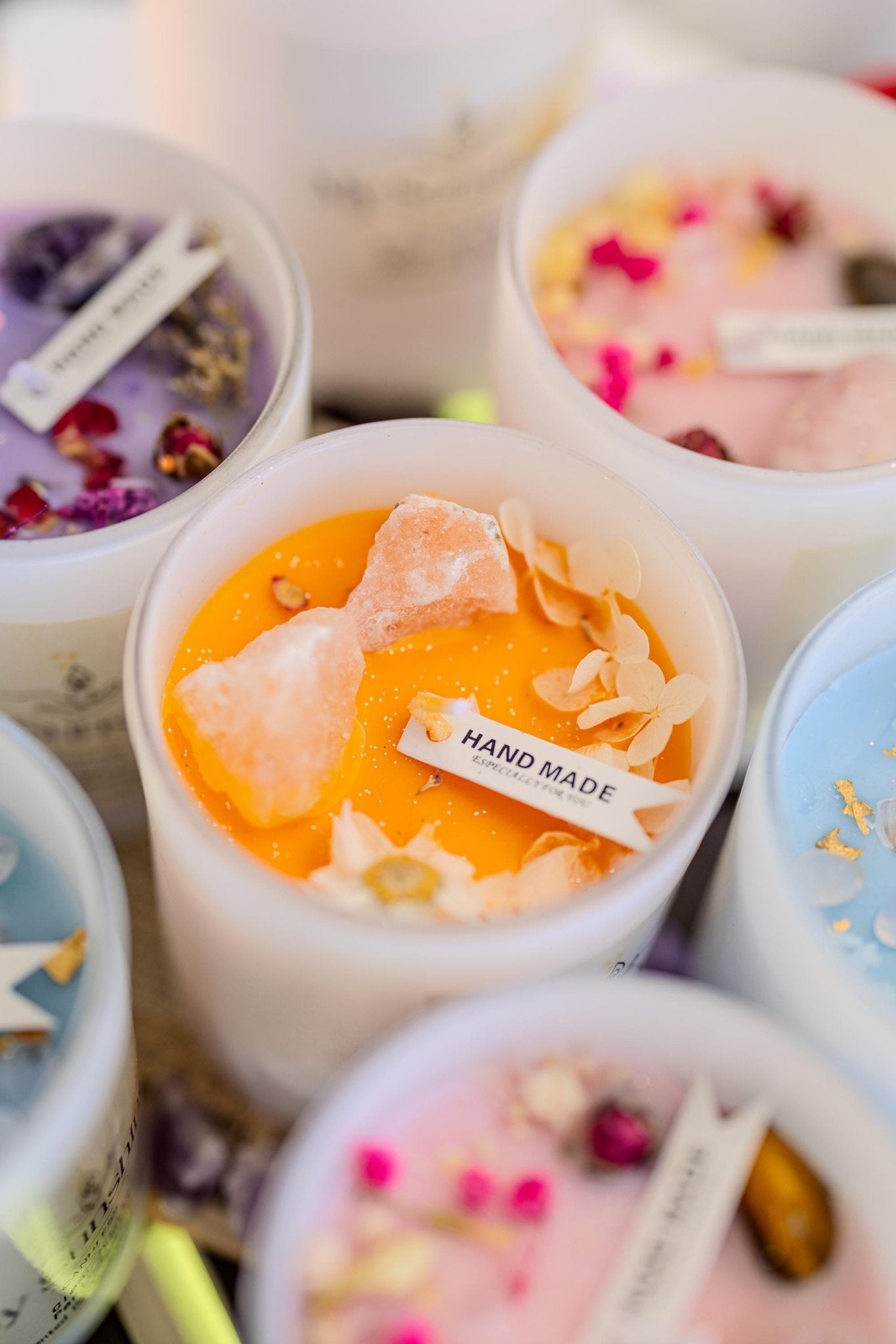 Crystal Candle Natural Stone/ Candle Spell Candle /Crystal Infused Candle /Self Care Candle Intention Candle Scented/Crystal Gift