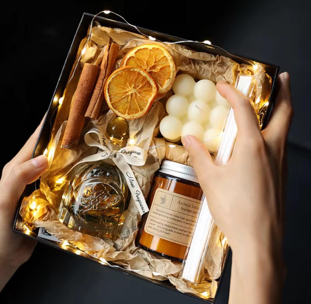 Hot Sale Aromatherapy 100% Soy Wax Candle Gift Set / Reed Diffuser Gift Set/Comes with a Black Box as well