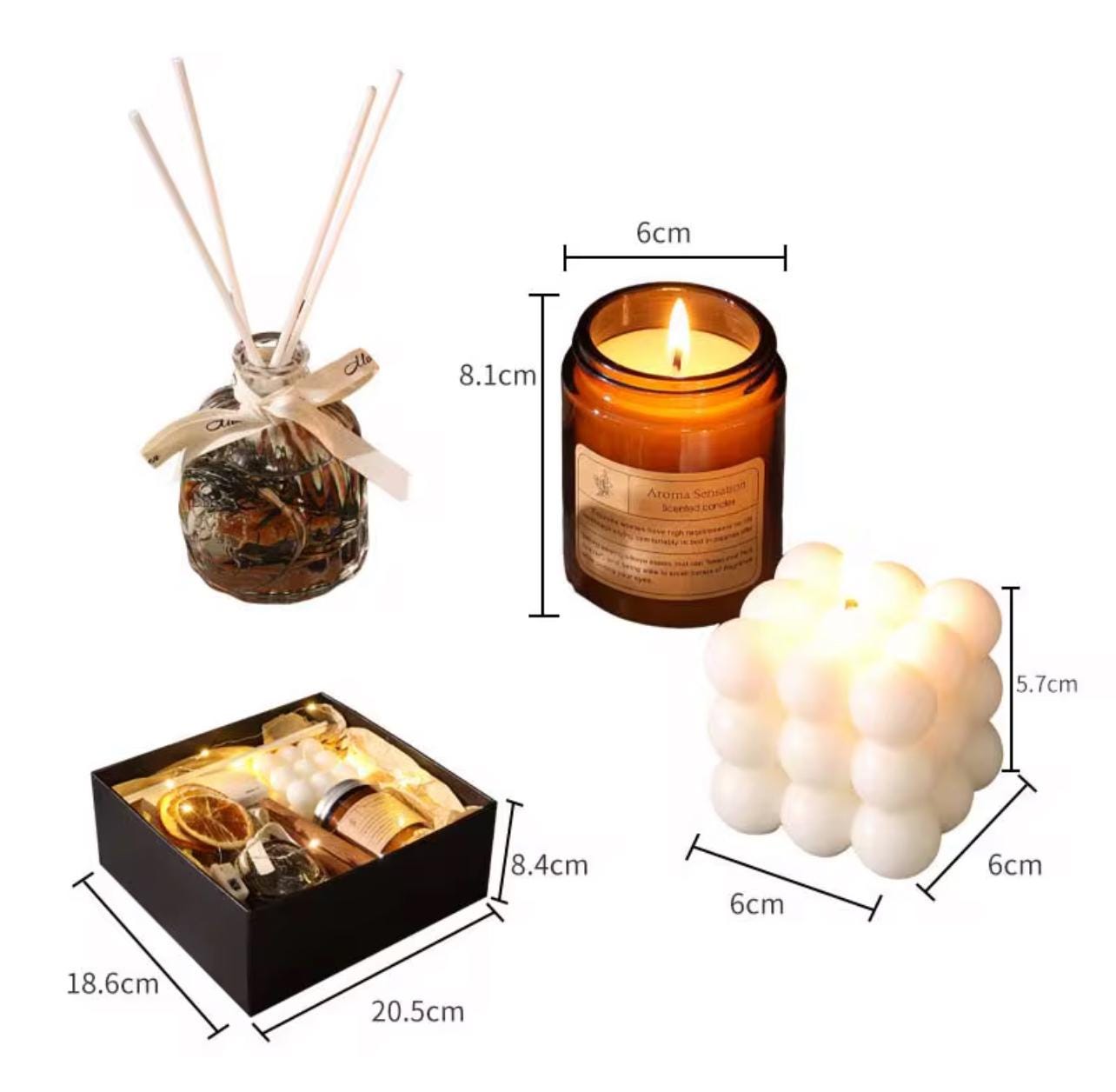 Hot Sale Aromatherapy 100% Soy Wax Candle Gift Set / Reed Diffuser Gift Set/Comes with a Black Box as well