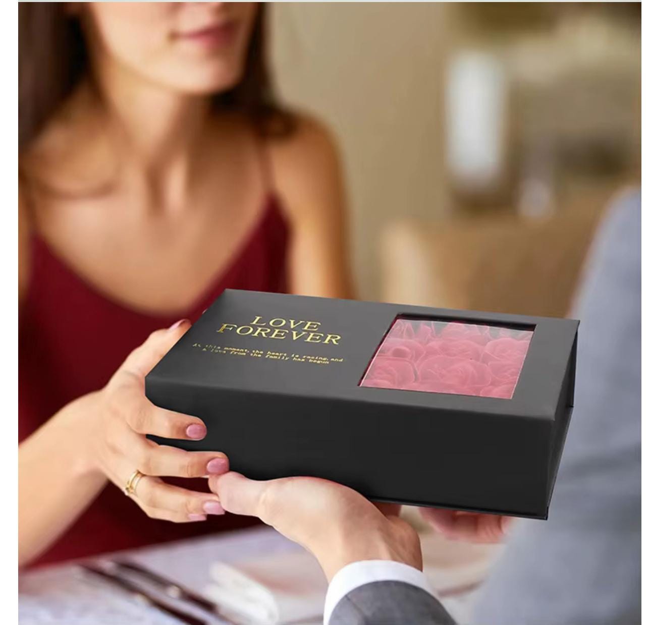 Beautiful Valentines Day gifts For Woman / Soap Rose Flower Jewelry Box with Drawer