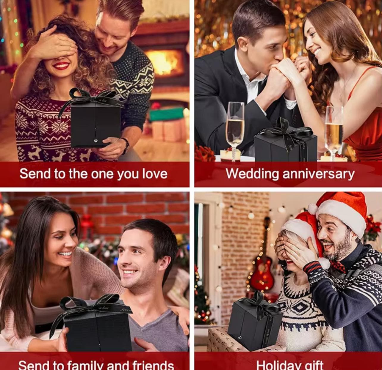 Custom Luxury Red Black Rose Flower Gift Box for Mother's Day / Valentines Day Gift