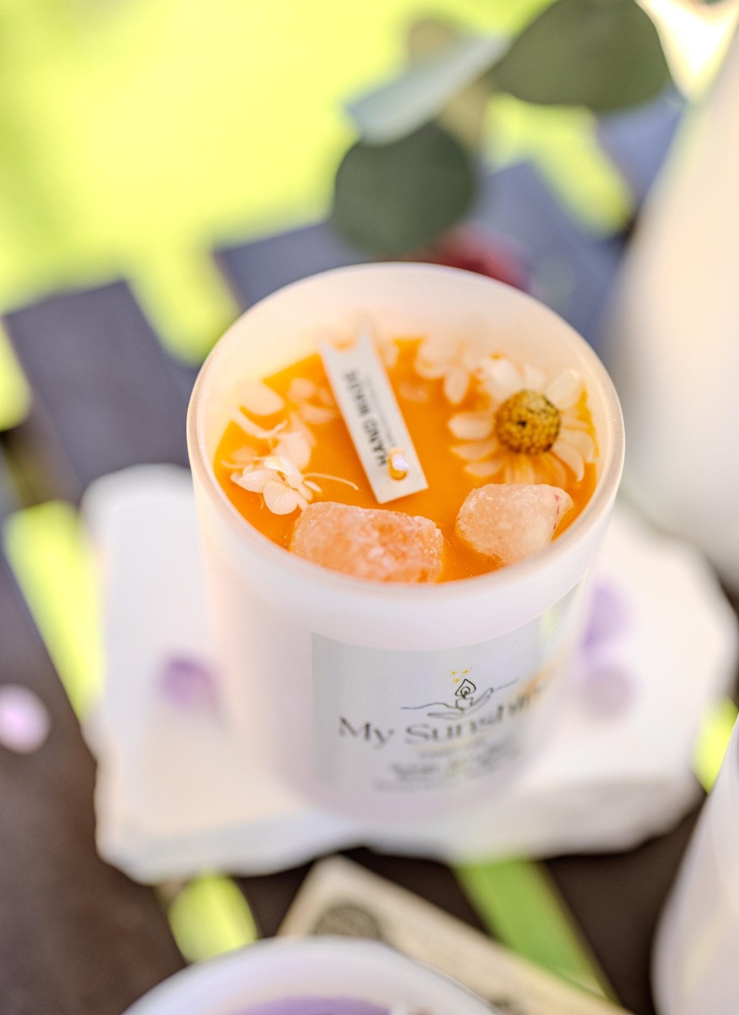 Intention Candles Infused with Crystals and Herbs/Homemade Meditation Manifestation Crystal Candle/ Witchy Spiritual Healing Crystals