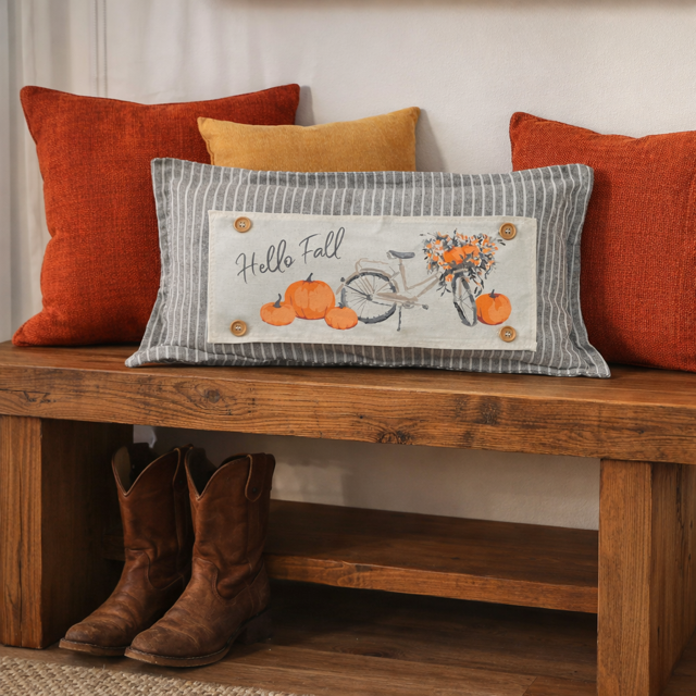 PANEL ONLY: RECTANGLE Hello Fall Floral Vintage, Boho, Autumn; FALL BIKE